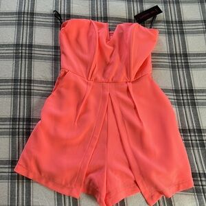 Vintage Material girl strapless romper with liner XS  papaya color